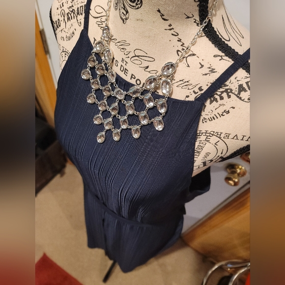 BLACK SWAN - Navy Women's Midi Skirted Dress with Hi Low Vibe - Sz Large - Picture 1 of 7